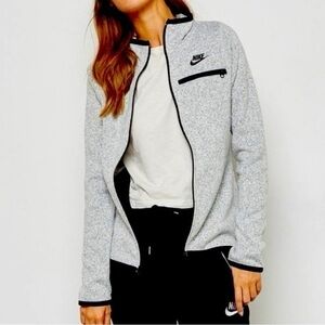 Nike Heather Gray Full Zip Summit Jacket Chest Logo Womens Size Medium